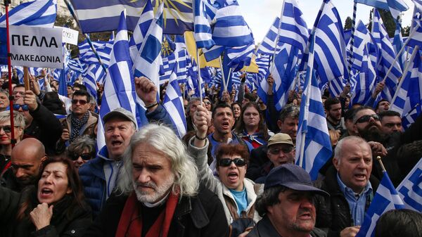 Акция в Афинах против соглашения Греции и Македонии. 20 января 2019