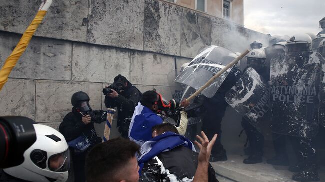 Акция в Афинах против соглашения Греции и Македонии. 20 января 2019