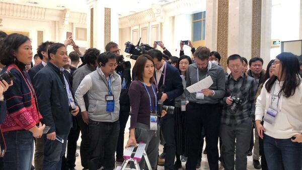 Журналисты ждут доклад по ВВП Китая за 2018 г, Пекин. 21 января 2019
