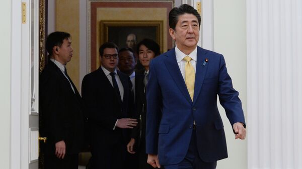 Премьер-министр Японии Синдзо Абэ перед началом встречи с президентом РФ Владимиром Путиным. 22 января 2019