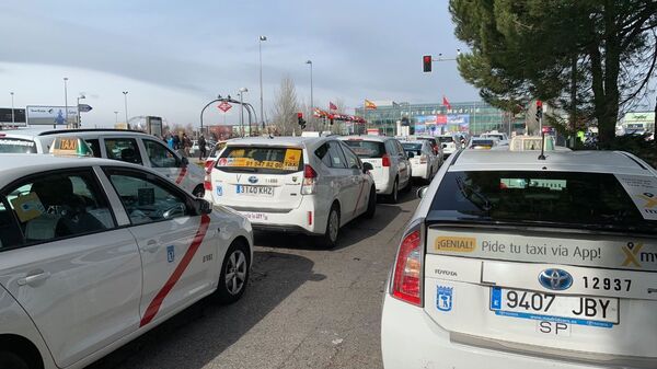 Забастовка таксистов в Мадриде, Испания. 22 января 2019