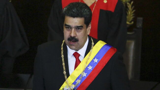 Президент Венесуэлы Николас Мадуро перед началом своего выступления в штаб-квартире Верховного суда Венесуэлы