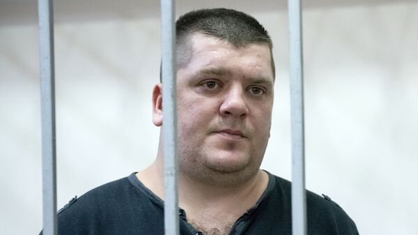 Житель Санкт-Петербурга Андрей Тищенко, обвиняемый в хулиганстве на воздушном судне, на заседании Адлерского районного суда Сочи. 31 января 2019