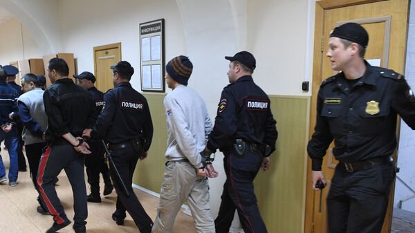 Обвиняемые по делу о теракте в метро Санкт-Петербурга после окончания заседания Басманного суда города Москвы