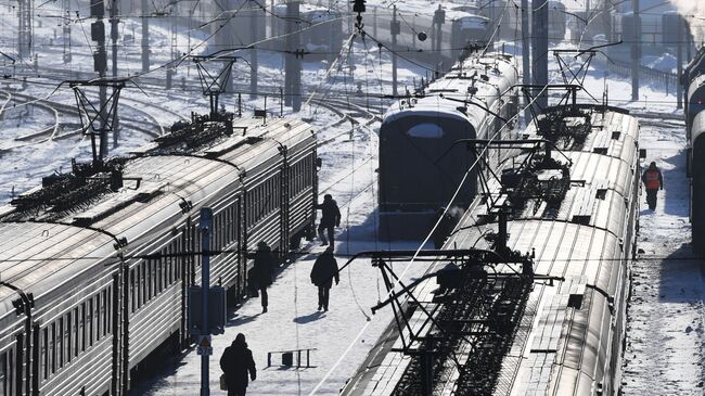 Электропоезда на вокзале