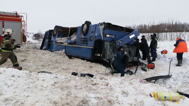 На месте ДТП с автобусом в Калужской области. 3 февраля 2019