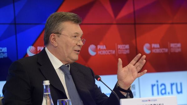 Бывший президент Украины Виктор Янукович на пресс-конференции в МИА Россия сегодня