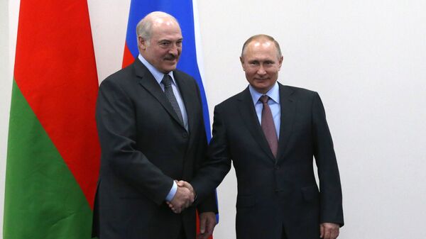 Президент РФ Владимир Путин и президент Белоруссии Александр Лукашенко во время встречи в Сочи
