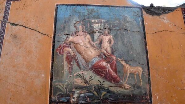 Фреска с изображением Нарцисса, найденная при раскопках в Помпеях