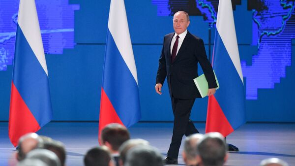 Президент РФ Владимир Путин перед выступлением с ежегодным посланием Федеральному Собранию. 20 февраля 2019