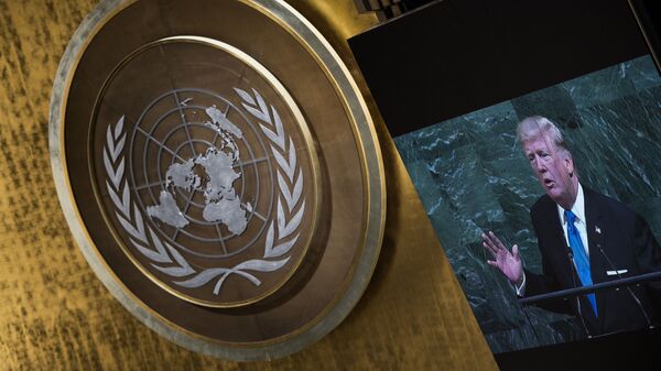 Президент США Дональд Трамп выступает на ежегодной Генеральной Ассамблее ООН в Нью-Йорке