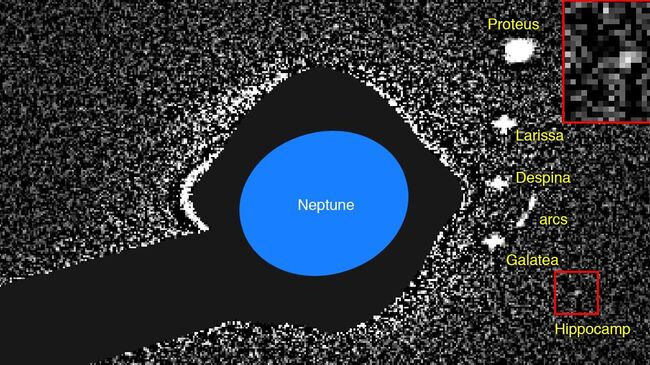 Новая луна Нептуна, Гиппокамп, на склеенных фотографиях Хаббла