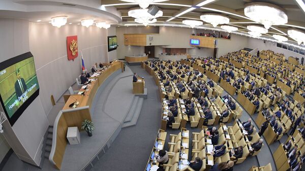 Депутаты на пленарном заседании Государственной Думы РФ. 20 февраля 2019