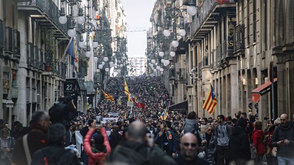 Акция сторонников независимости Каталонии в Барселоне