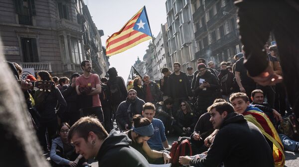 Акция сторонников независимости Каталонии в Барселоне