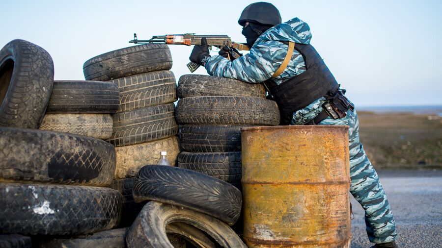 Блокпост на перешейке в районе Чонгара