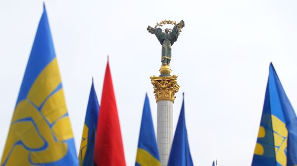 Флаги участников акции с требованием честных выборов в Киеве