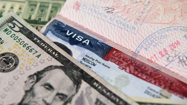 Денежные купюры США и американская виза