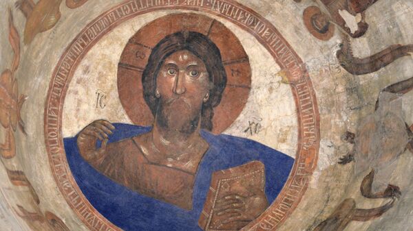 Христос Пантократор – фреска Феофана Грека (раскрашено на компьютере)