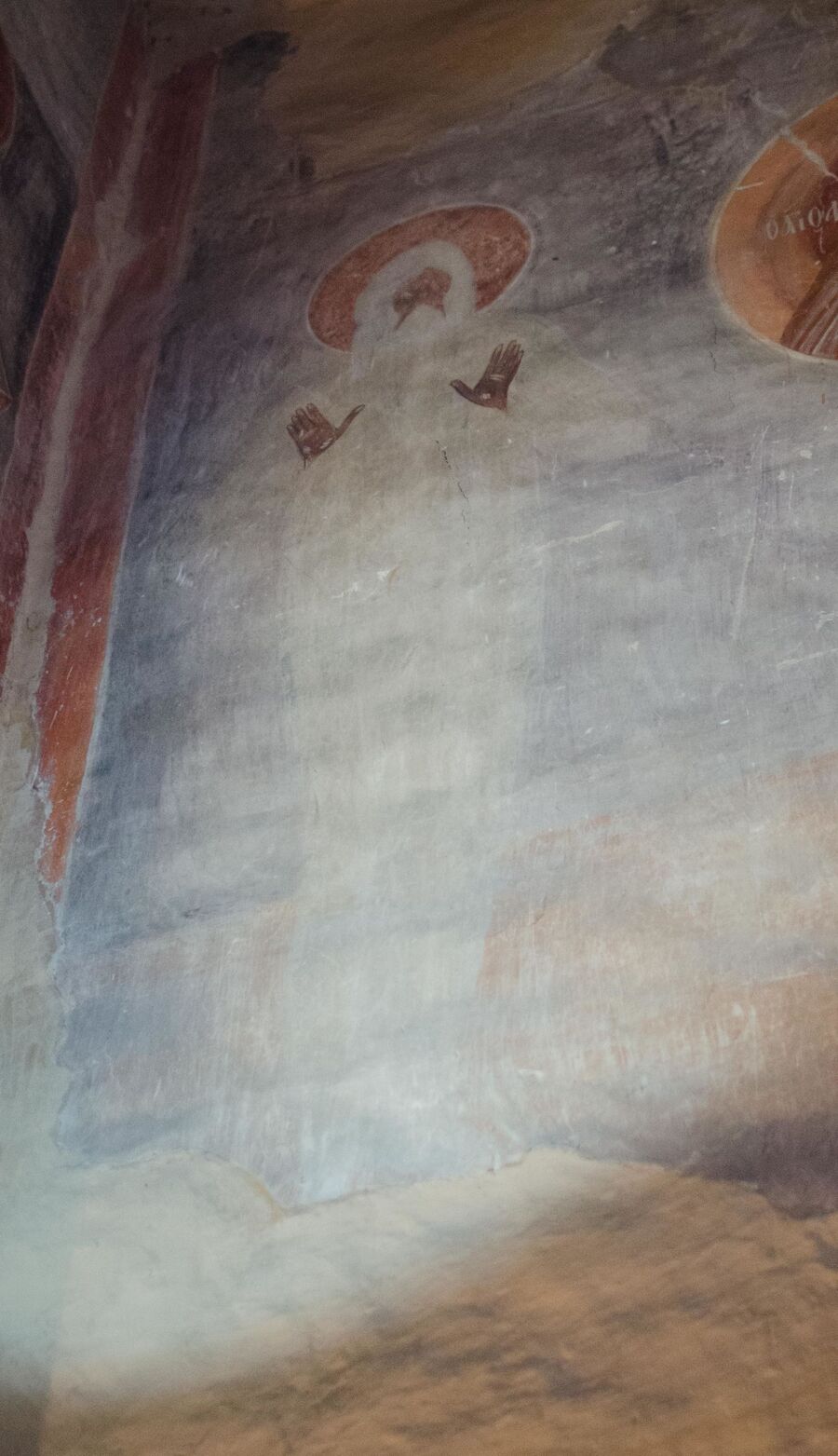 Святой Макарий Египетский, западная стена Троицкой каморы, фреска Феофана Грека.  