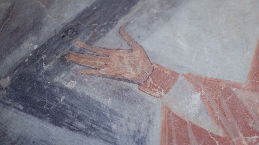 Богоматерь с Младенцем, Неопалимая Купина, Южная стена Троицкой каморы, фреска Феофана Грека. 