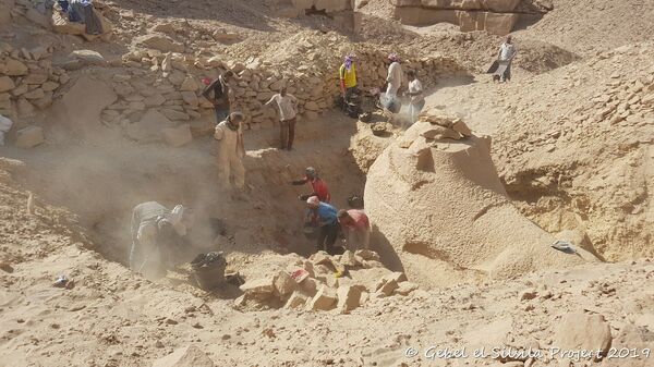 Cовместная шведско-египетская археологическая миссия в районе древней каменоломни в Джибаль эс-Сильсиля недалеко от города Асуан на юге Египта