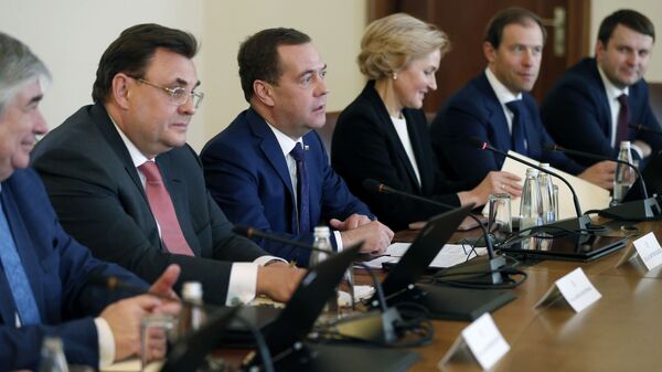 Председатель правительства РФ Дмитрий Медведев во время российско-болгарских переговоров в Софии. 4 марта 2019