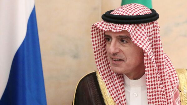 Министр иностранных дел Саудовской Аравии Адель аль-Джубейр во время встречи с министром иностранных дел РФ Сергеем Лавровым в Дохе