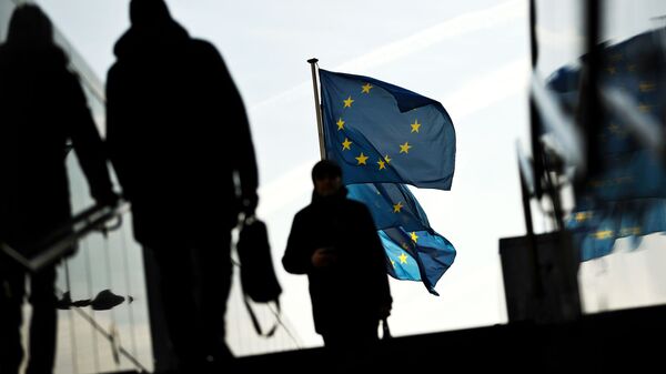 Флаги ЕС в Брюсселе