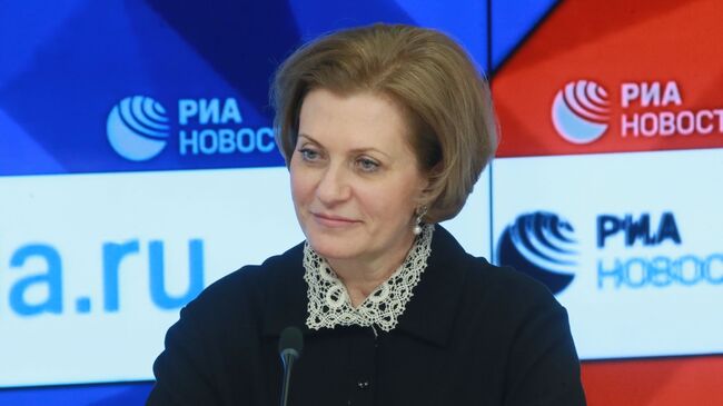 Главный государственный санитарный врач РФ Анна Попова на пресс-конференции, посвященной запуску совместного проекта МИА Россия сегодня и Роспотребнадзора