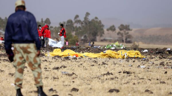 На месте крушения пассажирского самолета Boeing 737 авиакомпании Ethiopian Airlines в Эфиопии. 11 марта 2019 