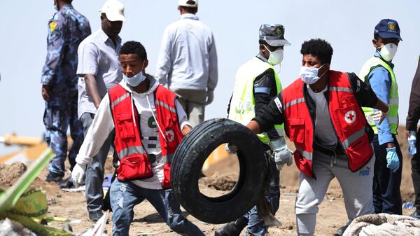 Поисковая операция на месте крушения пассажирского самолета Boeing 737 авиакомпании Ethiopian Airlines в Эфиопии. 11 марта 2019 