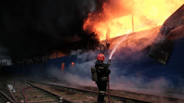 Пожар на складе полиэтилена в Краснодаре. 12 марта 2019