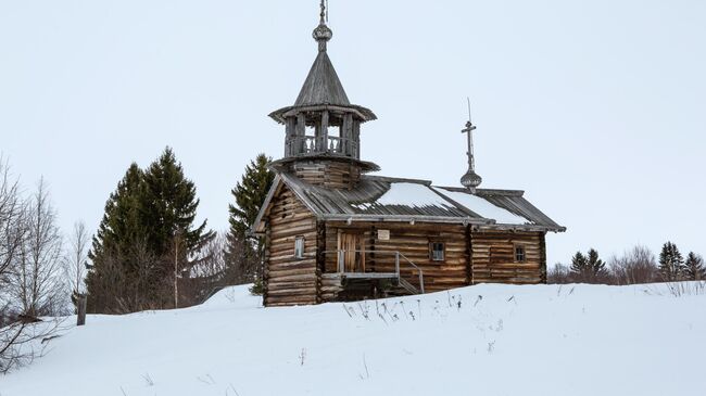 Часовня Кирика и Улиты в деревне Воробьи на острове Большой Климецкий в Медвежьегорском районе Республики Карелия