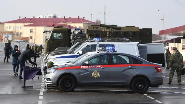 Автомобиль Lada Vesta  на презентации новой техники и вооружения Росгвардии. 15 марта 2019