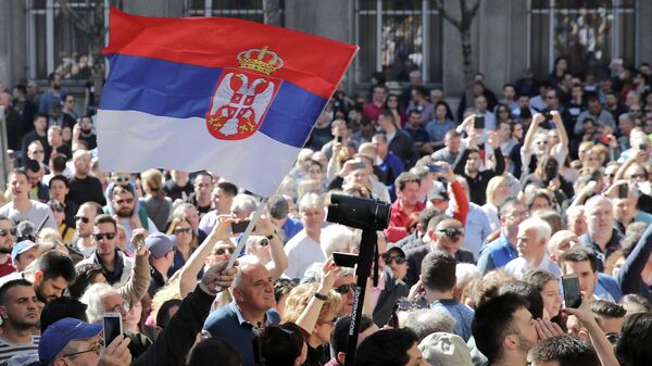 Акция протеста против президента Сербии Александра Вучича в Белграде. 17 марта 2019