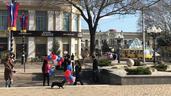 Празднование пятой годовщины воссоединения Крыма с Россией в Симферополе. 18 марта 2019