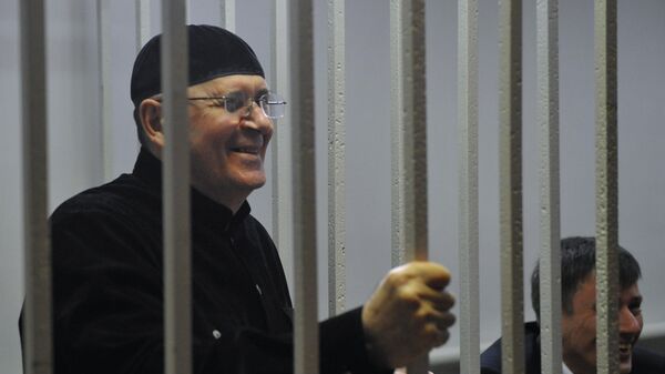Глава чеченского отделения правозащитного центра Мемориал Оюб Титиев на заседании Шалинского городского суда