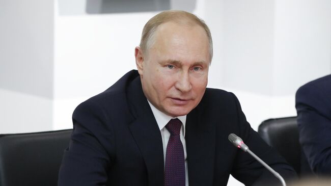 Президент РФ Владимир Путин во время встречи в Симферополе с представителями общественности Франции