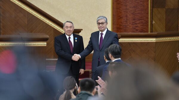 Нурсултан Назарбаев и Касым-Жомарт Токаев на совместном заседании палат парламента Казахстана. 20 марта 2019