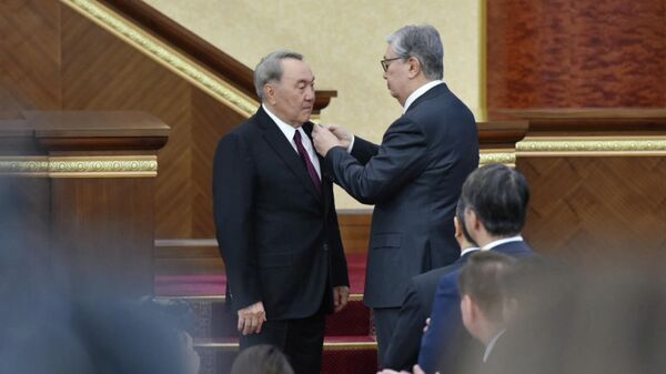 Нурсултан Назарбаев и Касым-Жомарт Токаев на совместном заседании палат парламента Казахстана. 20 марта 2019