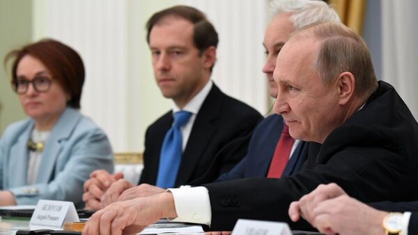 Президент РФ Владимир Путин во время встречи с представителями деловых кругов Великобритании. 20 марта 2019