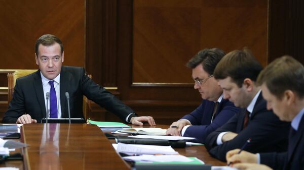 Председатель правительства РФ Дмитрий Медведев на совещании по вопросу О защите и поощрении капиталовложений и развитии инвестиционной деятельности в Российской Федерации. 22 марта 2019