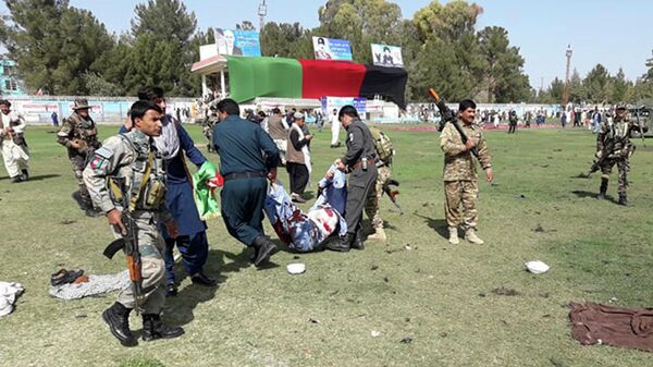 Эвакуация раненых с места взрыва в провинции Гильменд, Афганистан. 23 марта 2019