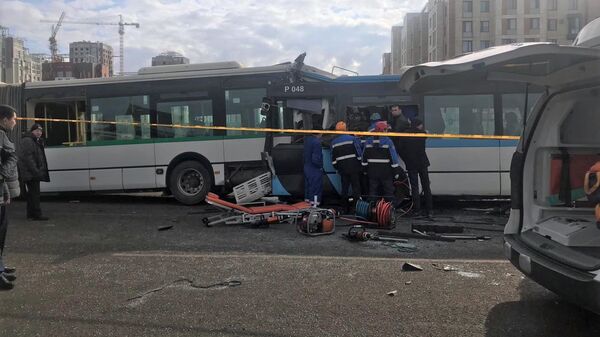 Столкновения автобусов в столице Казахстана Нур-Султане