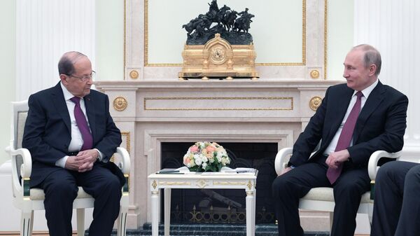 Президент РФ Владимир Путин и президент Ливана Мишель Аун во время встречи. 26 марта 2019