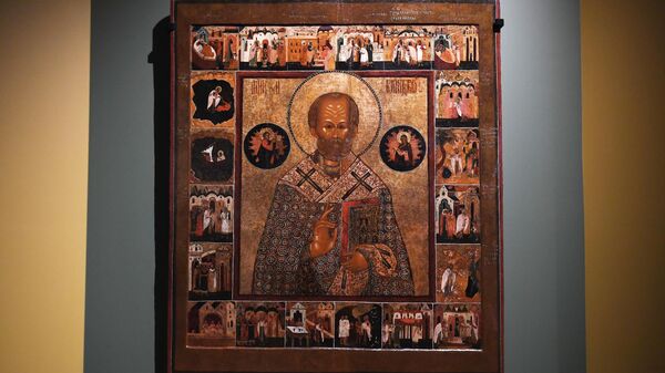 Святитель Николай Чудотворец, с 20 клеймами жития из старообрядческой церкви (XVII век)