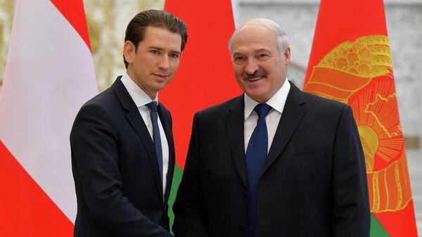 Канцлер Австрии Себастьян Курц и президент Беларуси Александр Лукашенко во время встречи в Минске. 29 марта 2019