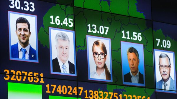 Табло с предварительными результатами выборов президента Украины