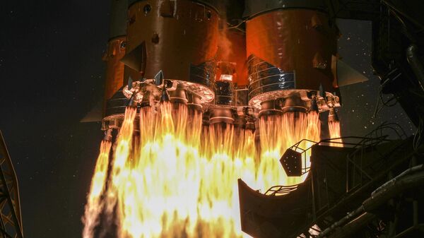 Пуск ракеты-носителя Союз-2.1а с грузовым кораблем Прогресс МС-11 с космодрома Байконур. 4 апреля 2019